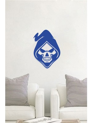 Mavi Ahşap Kafa Duvar Dekorasyonu, Mdf Lazer Kesim, Kendinden Yapışkanlı, 3mm