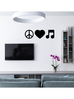 3'lü Ahşap Kalp Notlar, Siyah Dekoratif Duvar Süsü