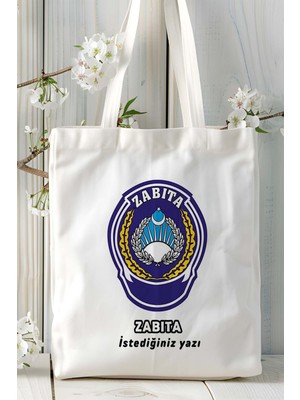 Zabıta Baskılı Bez Omuz Çantası Kişiye Özel Model 1