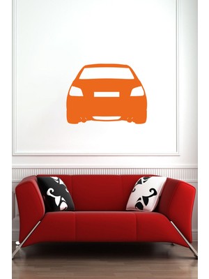 Turuncu Ahşap Araba Tablo 3mm Lazer Kesim Duvar Dekorasyonu Kendinden Yapışkanlı