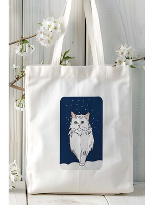 Chinchilla Kedisi Kedi Kişiye Özel Baskılı Omuz Çanta Desen 1