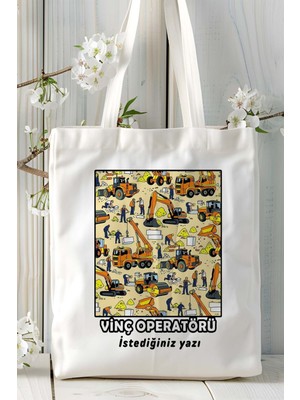Vinç Operatörü Baskılı Bez Omuz Çantası Kişiye Özel Model 4