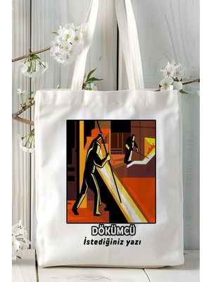 Dökümcü Baskılı Bez Omuz Çantası Kişiye Özel Model 6