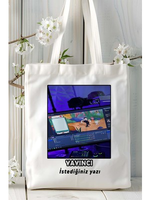 Yayıncı Baskılı Bez Omuz Çantası Kişiye Özel Model 2