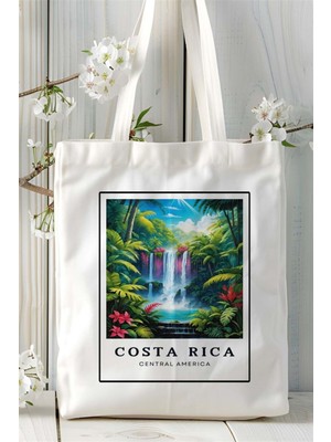 Costarica Baskılı Bez Çanta Omuz Çantası Kişiye Özel Desen