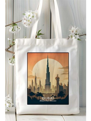 Dubai Baskılı Bez Çanta Omuz Çantası Kişiye Özel Desen