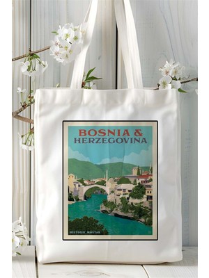 Bosnia Baskılı Bez Çanta Omuz Çantası Kişiye Özel Desen