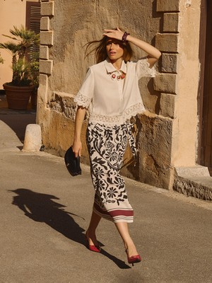 Lc Waikiki Yeni Sezon Beli Lastikli Desenli Etek - S5NG08Z8