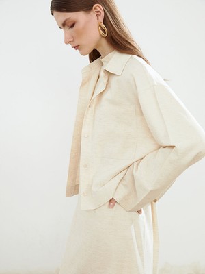 Lc Waikiki Yeni Sezon Oversize Keten Karisimli Kadin Gomlek - S5NF83Z8