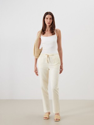 Lc Waikiki Yeni Sezon Beli Lastikli Keten Karisimli Kadin Pantolon - S5QR01Z8