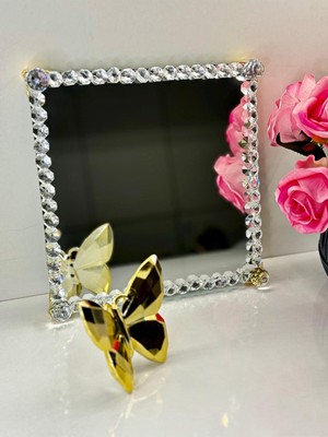 Aynalı ve Taşlı Şık Sunum Tepsisi, Zarif ve Modern Tasarım, Şık ve Kullanışlı.