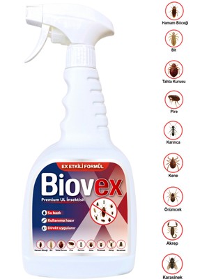 Biovex Premium Ul Haşere Ilacı Hamam Böceği, Tahta Kurusu, Karınca, Kene, Karasinek, Akrep, Bit, Pire, Örümcek 1 Litre