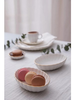 Kütahya Porselen Bone Luz Form Oval Kase Altın File 6 Parça 15CM BNLZF15OKSS220