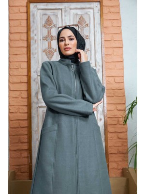 6577-KAŞE Pardesü Koyu Mint