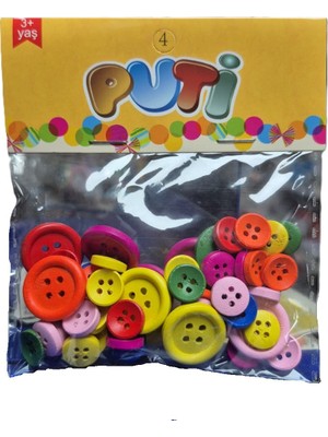 Putı Renklı Ahsap Dugme 60 Lı (11134)