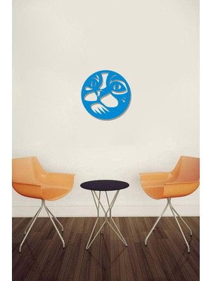 Mavi Kedili Ahşap Dekoratif Tablo 25X25 Cm, Lazer Kesim, Kendinden Yapışkanlı