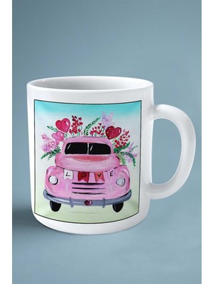 Sevgililer Günü Sevgili Kişiye Özel Baskılı Kupa Bardak Çift Taraflı Baskı Model 150 Araba Araç