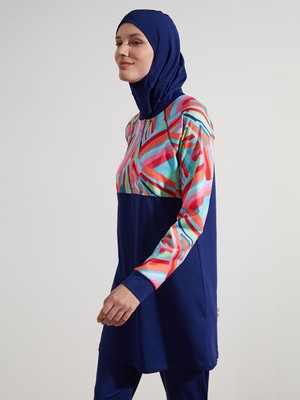 Lc Waikiki Yeni Sezon Kolej Yaka Desenli Kadin Tesettur Mayo Takimi - S5IO46Z8