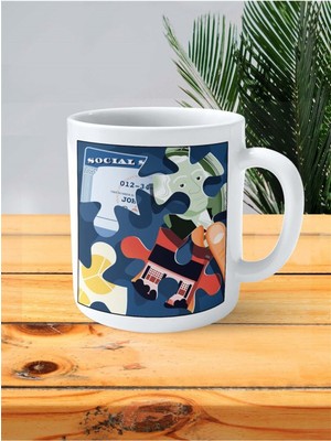 Puzzle Yapboz Baskılı Kupa Bardak Kişiye Özel Desen 4