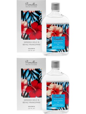 Pomellos Kolonya Jamaika Gülü & Beyaz Frangipani 2X250 ml,80 Derece Çiçeksi Koku Cam Şişe