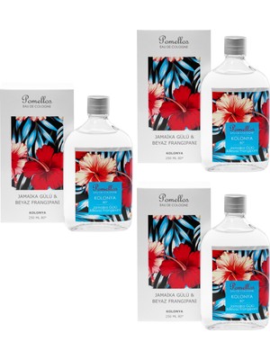 Pomellos Kolonya Jamaika Gülü &beyaz Frangipani 3 Adet (3X250 Ml, 80 Derece. Cam Şişe)