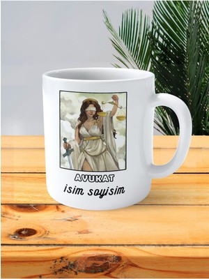 Avukat Baskılı Kupa Bardak Isimli Kişiye Özel Göz Bandı Kadın Resimli