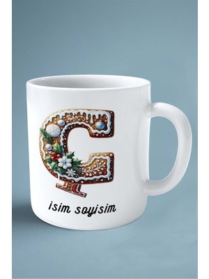 Noel Yeni Yıl Yeniyıl Hediye Isimli Kişiye Özel 2024 Baskılı Kupa Bardak Ç Harfi