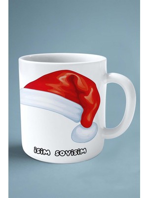 2024 Yılbaşı Noel Isimli Baskılı Kupa Bardak Kırmızı Beyaz Noel Yeni