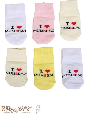 Pamuklu 6'lı Yenidoğan Kız Bebek Çorap Mum Dad