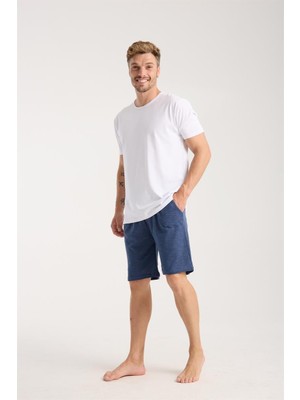 Modaserdem  Erkek Cepli Lakost Pamuk Penye Şort Lacivert