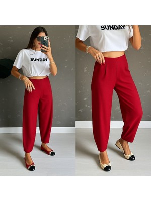 Gökyüzü Moda Kadın Yüksek Bel Krep Pantolon