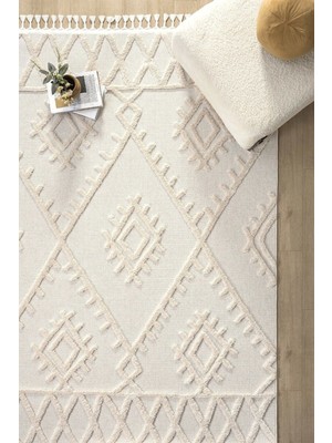 Eliz Home Krem Modern Dokuma Halı Yolluk Antre Oturma Odası Salon Mutfak Halısı