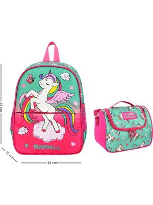 Canloor canlor Waddell Little Horse Unicorn Kombin Anaokul Kreş Sırt Çantası ve Termal Beslenme Çantası