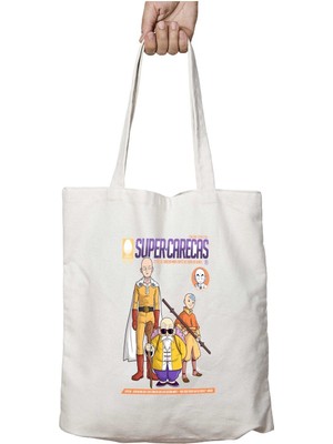 One Punch Man Super Bald Iki Tarafı Kalıcı Baskılı Yıkanabilir Okul Plaj Omuz Bez Çantası