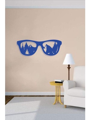 Mavi Ahşap Tablo, Mdf Lazer Kesim, Duvar Dekorasyon Süsü, Kendinden Yapışkanlı