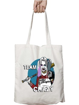 Team Crazy Harley Quinn Suicide Squad Iki Tarafı Kalıcı Baskılı Yıkanabilir Çanta