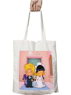 Cedrıc ve Chen Düğün Iki Tarafı Kalıcı Baskılı Yıkanabilir Çanta