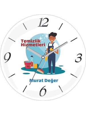 Kişiye Özel Temizlik Hizmetleri Çap 30 Bombeli Gerçek Cam Duvar Saati