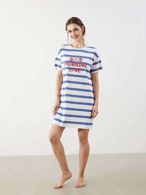 Lc Waikiki Yeni Sezon Bisiklet Yaka Baskili Kadin Gecelik - S5JR15Z8