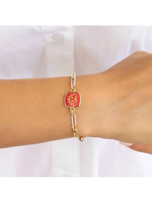 Pembe Lotus Altın Bileklik