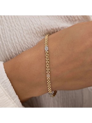 Üç Renk Tasarım Unisex Altın Bileklik