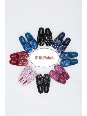 3'lü Paket Gz Zenne Kışlık Ev Terliği Çeyiz Bohça Seti