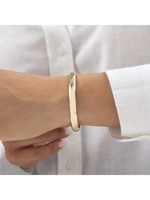 Mega Düz Kalın Altın Kelepçe