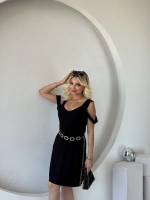 Tua Moda Kadın Askılı Soğuk Omuz Detaylı Modal Elbise