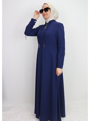 4018 Kolları ve Yakası Boncuk Detaylı Hakim Yaka Ferace Qys 4018 Ferace #23-01#