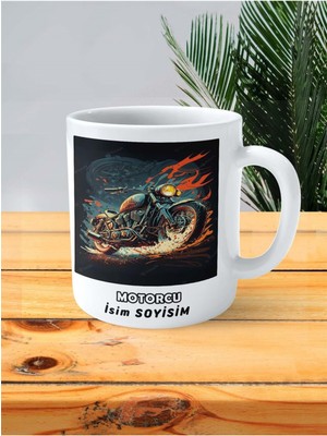 Motorcu Motor Meslek Baskılı Kupa Bardak Çift Taraflı Baskı Kişiye Özel Model