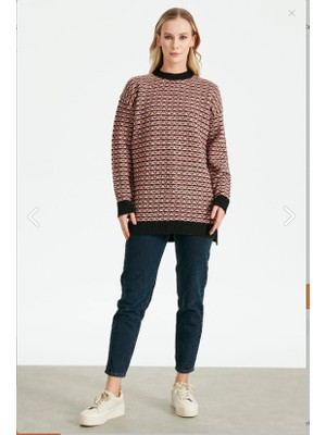 21526 Tuvit Örgü Detaylı Triko Tunik Qks 21526 #23-123