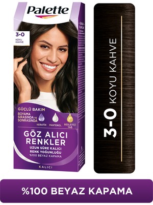 Palette Göz Alıcı Renkler 3-0 Koyu Kahve Pentanol & Besleyici Yağ İçeren Saç Boyası 115 ml