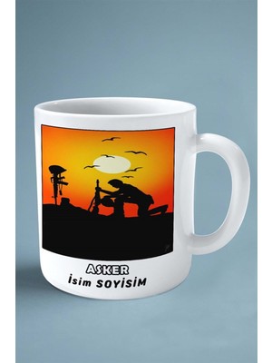 Asker Baskılı Kupa Bardak Çift Taraflı Baskı Kişiye Özel Model 8