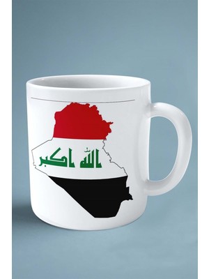 Irak Iraq Bayrak Baskılı Kupa Bardak Çift Taraflı Kişiye Özel Model 1